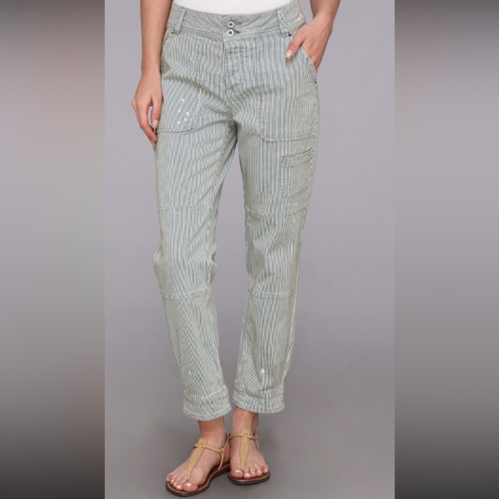 Free People Railroad Striped Tailored Denim Ankle Jeans